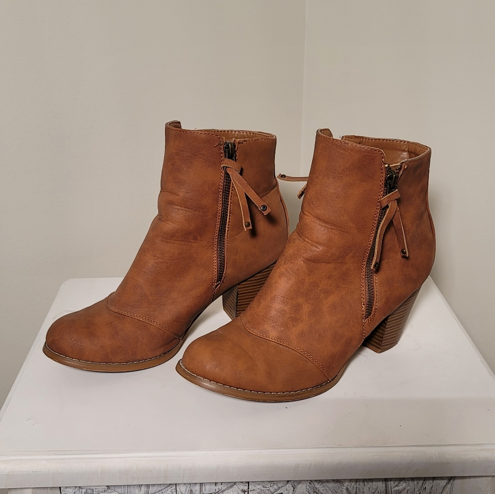 Lane Bryant Tan Faux Leather Ankle Booties Boots
